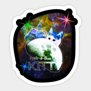 Peek-a-Boo Moon Cat Sticker